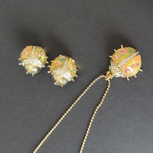 Betsey Johnson ladybug necklace and earrings
